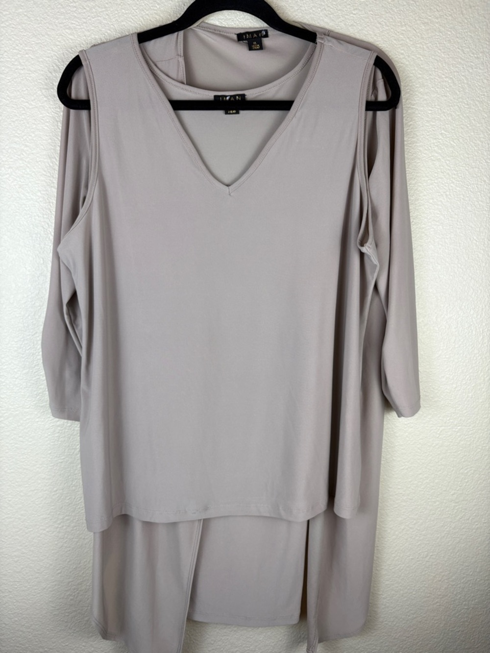 IMAN 3-piece Pants Set in Taupe XL Tank Jacket Wide Leg Relaxed